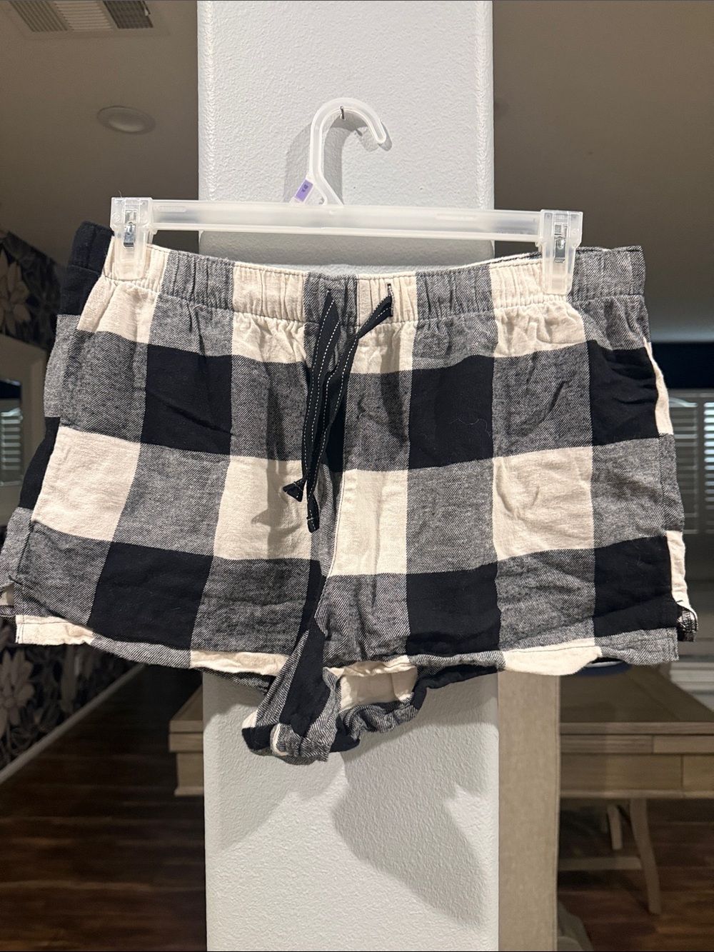 Old Navy Black and Cream Plaid Lounge Shorts